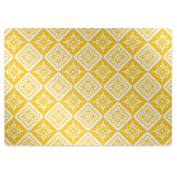 Tapis bureau Motif jaune et blanc