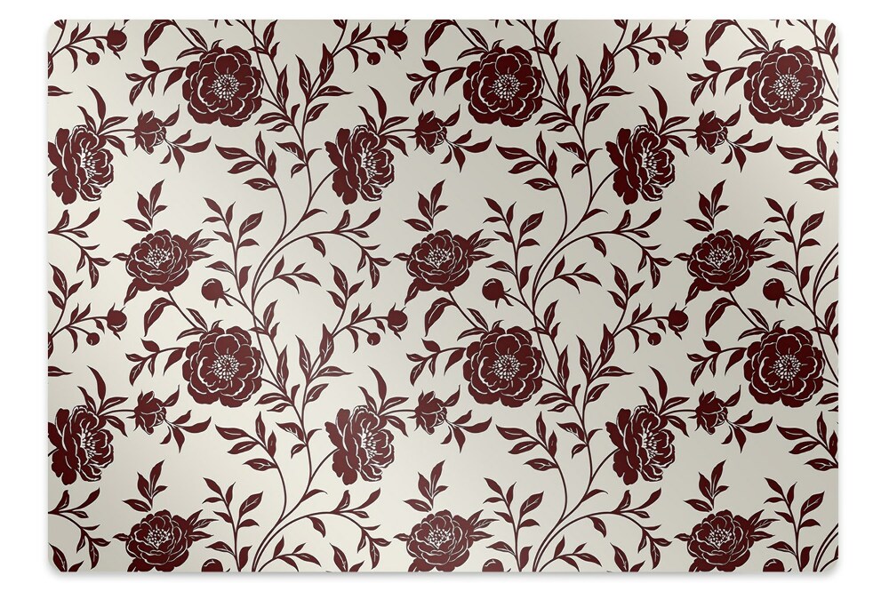 Tapis protection sol Fleurs marron
