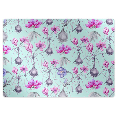 Tapis protection sol Fleurs de violette