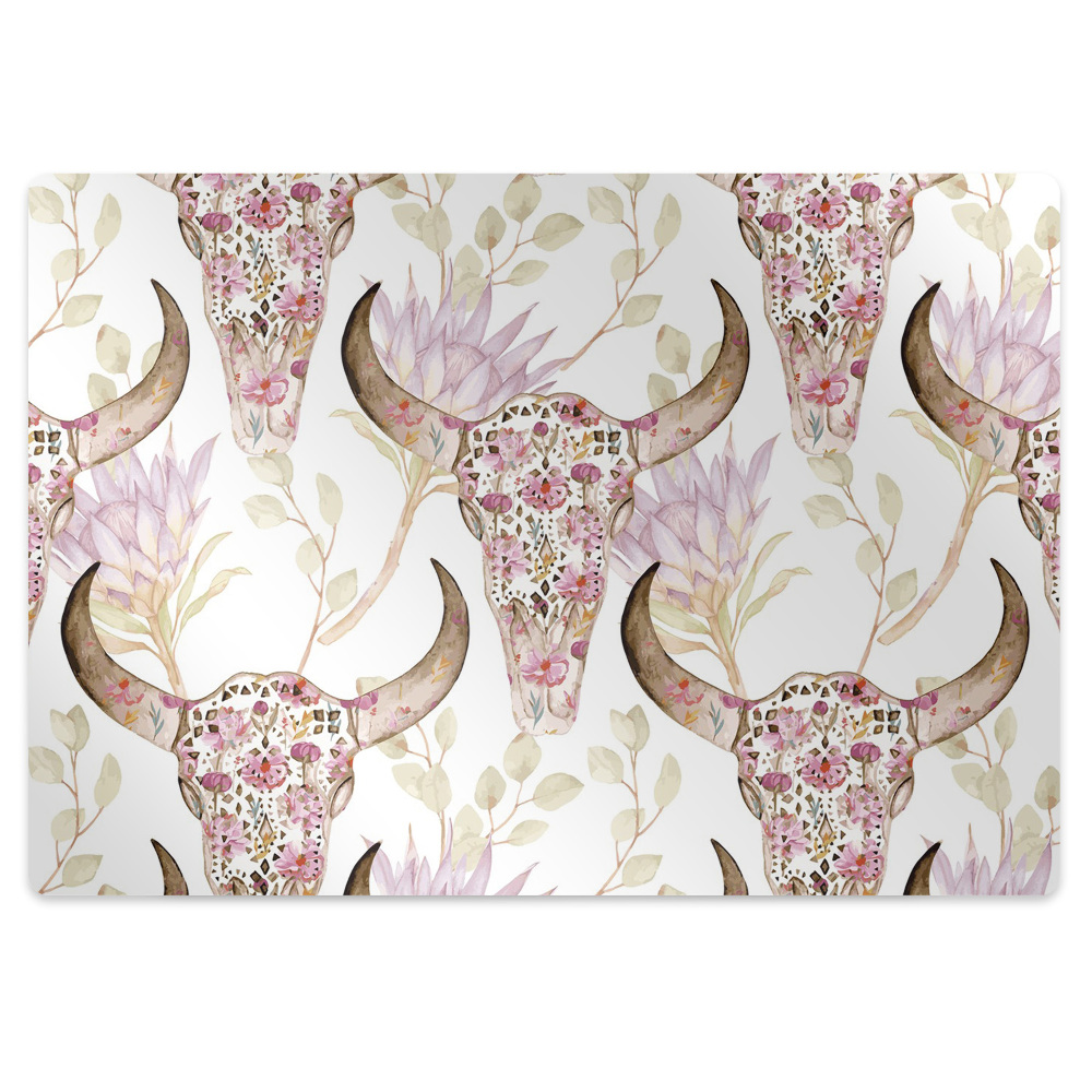 Tapis de chaise de bureau Crâne en fleurs