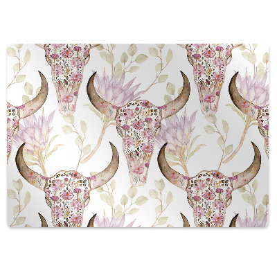 Tapis de chaise de bureau Crâne en fleurs