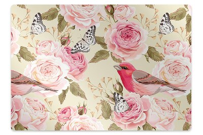 Tapis de protection de sol Oiseaux fleurs papillons