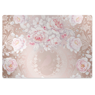 Tapis pour chaise de bureau Fleurs de roses blanches
