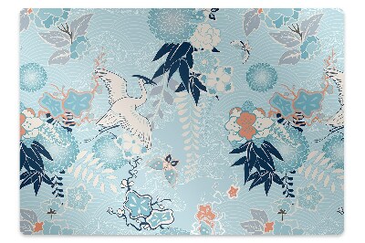 Tapis protège sol Fleurs entourées d'une grue