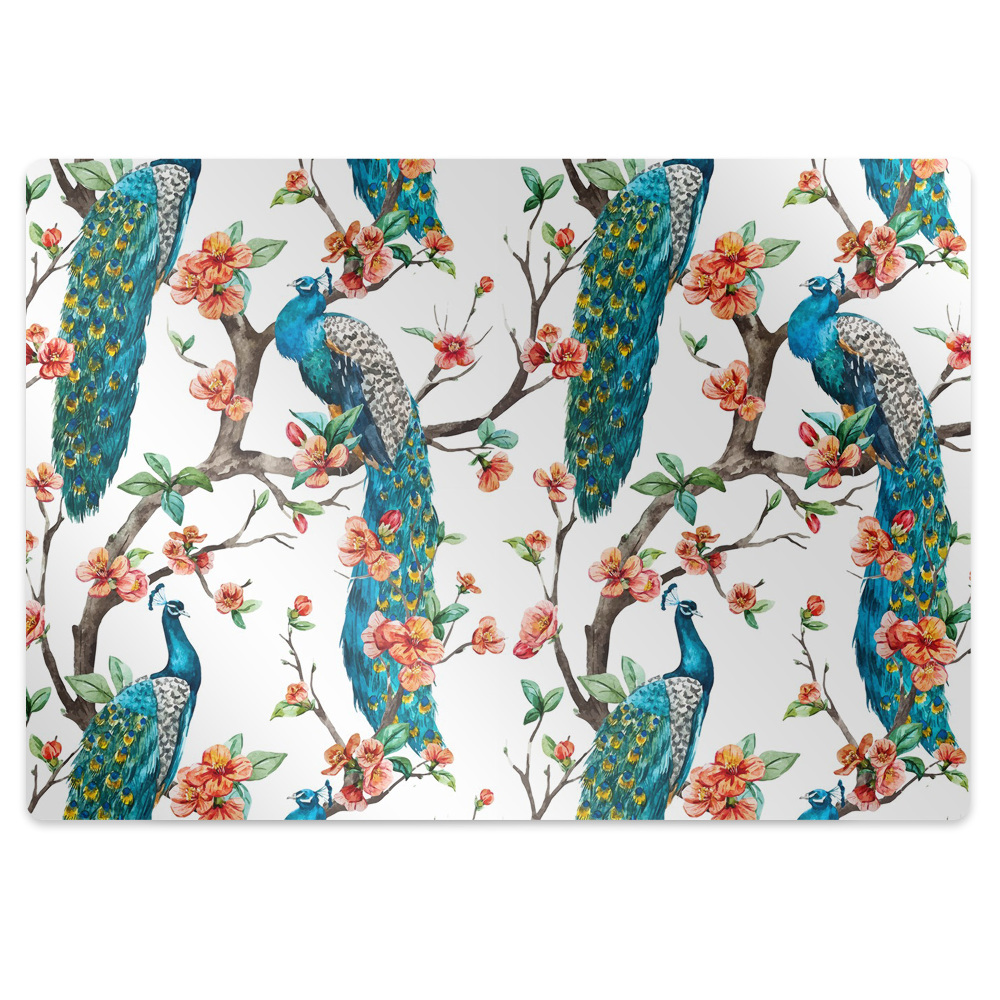 Tapis bureau Paon coloré