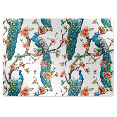 Tapis bureau Paon coloré