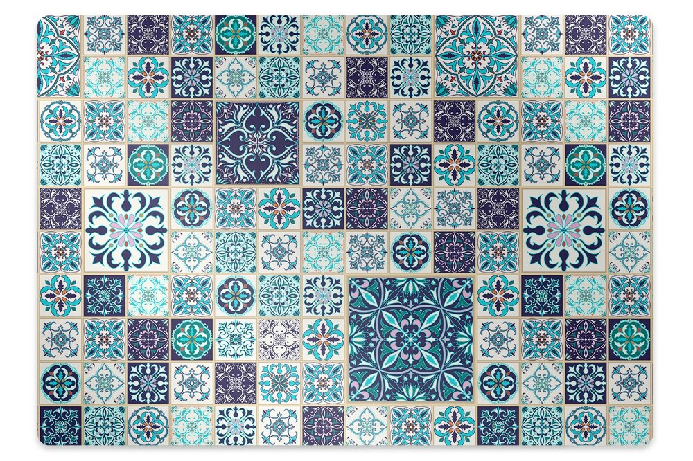 Tapis protection sol Mosaïque bleue