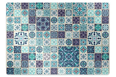 Tapis protection sol Mosaïque bleue