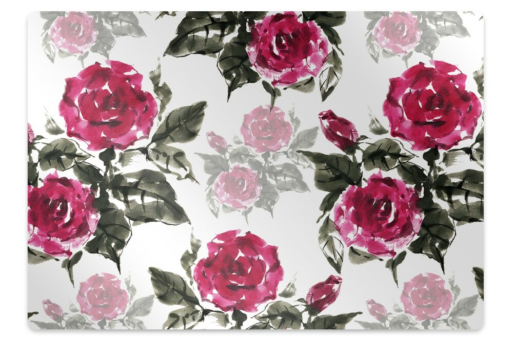 Tapis protection sol Fleurs de roses peintes