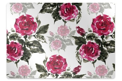 Tapis protection sol Fleurs de roses peintes