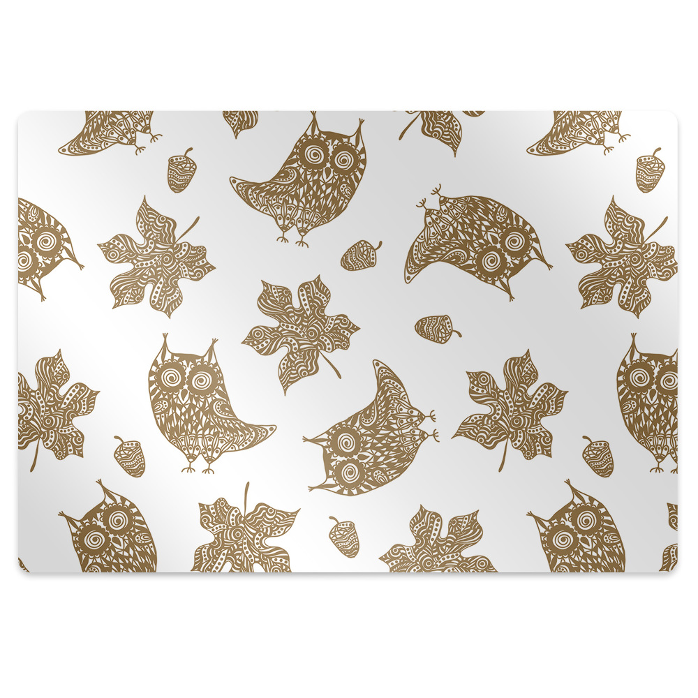 Tapis de chaise de bureau Feuilles et hiboux