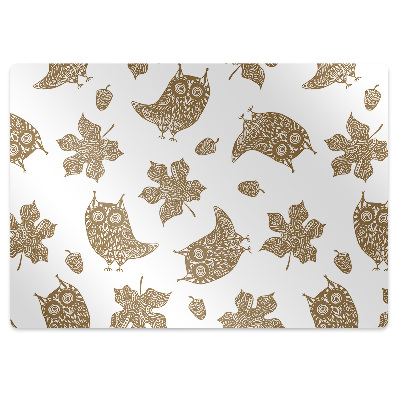 Tapis de chaise de bureau Feuilles et hiboux