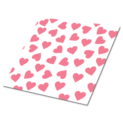 Carreau vinyl adhésif Coeurs roses sur fond blanc