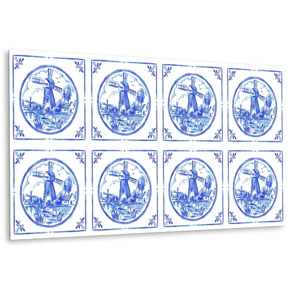 Panneau décoratif Motif de moulin à vent en azulejos