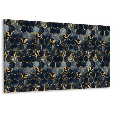 Panneau mural avec motif de feuilles et d'hexagones