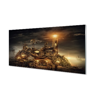 Tableau photo sur verre Nuages ​​navire lanterne