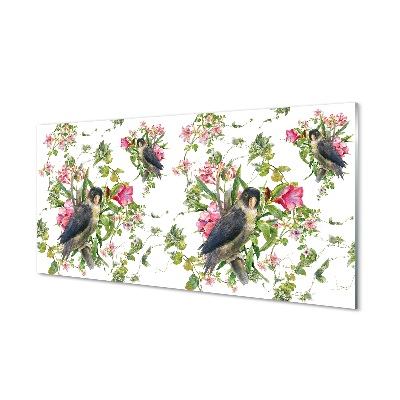 Tableau imprimé sur verre Les oiseaux sur une branche