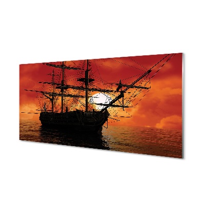 Tableau photo sur verre Le ciel mer navire soleil nuages