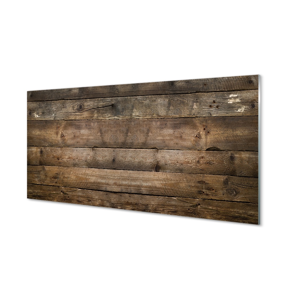 Tableau imprimé sur verre Mur de planches en bois