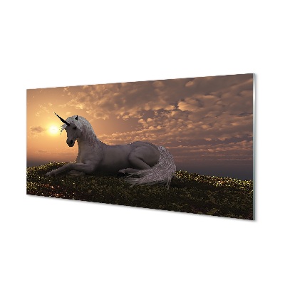 Tableau verre imprimé Coucher du soleil de montagne unicorn