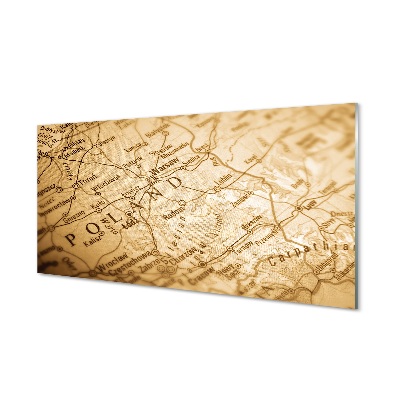 Tableau sur verre Carte de la pologne