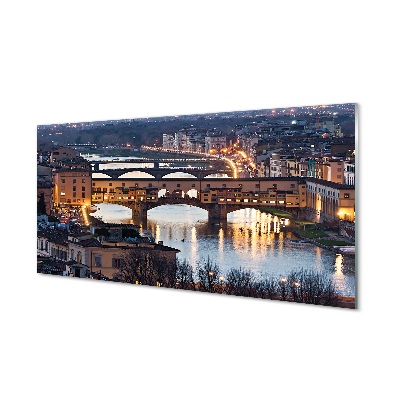 Tableau photo sur verre Rivière italie ponts de nuit