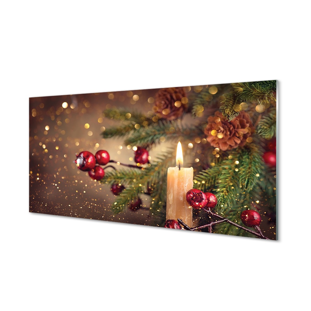 Tableau en verre Brindilles babioles bougie cônes