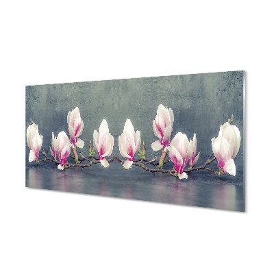 Tableau verre imprimé Branche magnolias