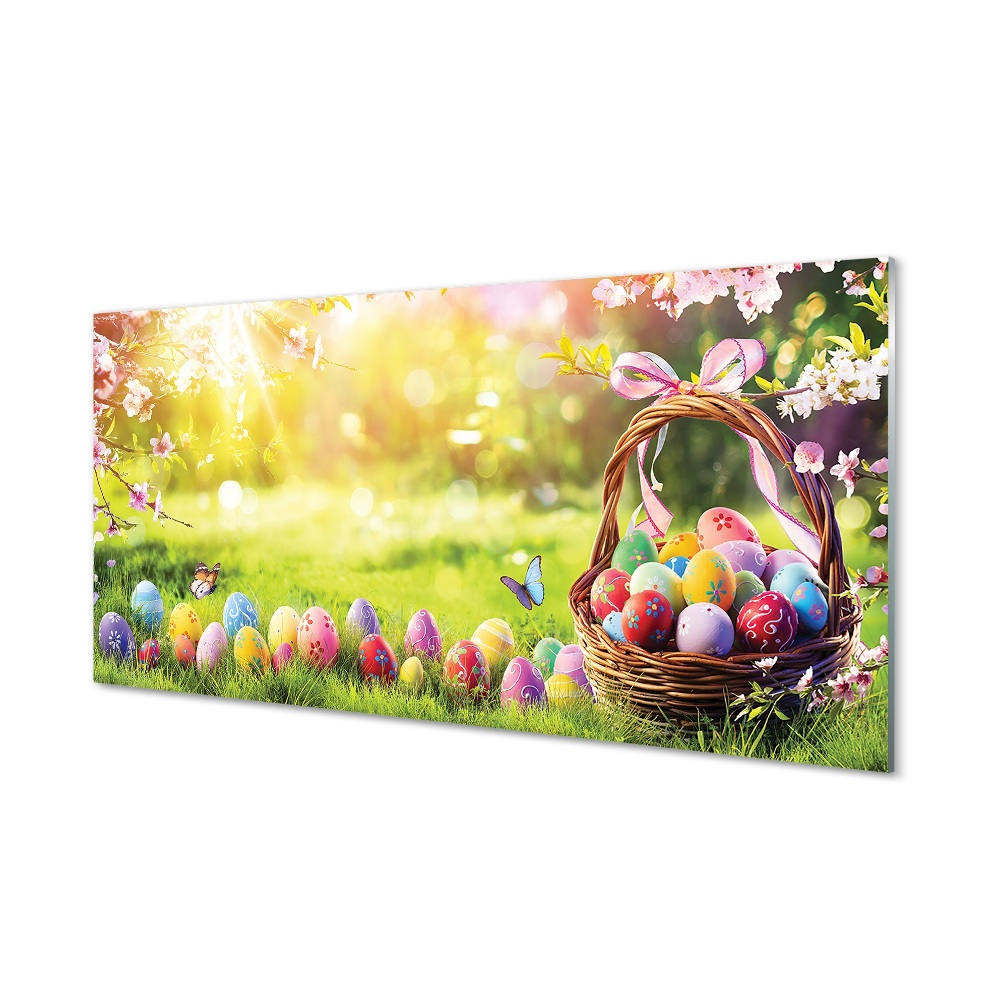 Tableau verre imprimé Panier pré fleur d'oeuf