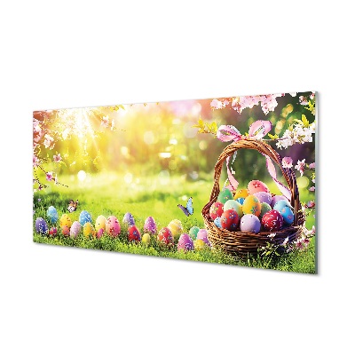 Tableau verre imprimé Panier pré fleur d'oeuf