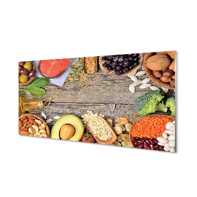 Tableau en verre Brocoli haricots avocat noix