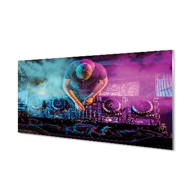 Tableau en verre Dj console lumières colorées