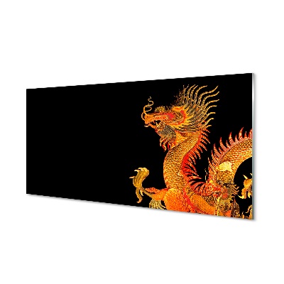 Tableau imprimé sur verre Dragon d'or japonais