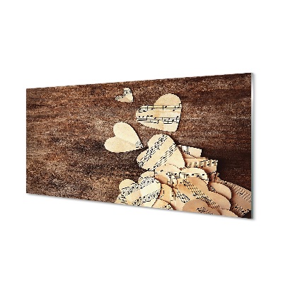 Tableau imprimé sur verre Notes de cœur