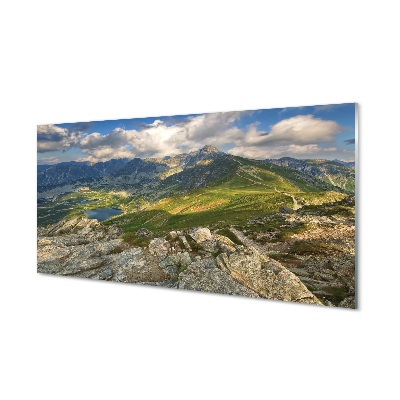 Tableau verre imprimé Lac montagne