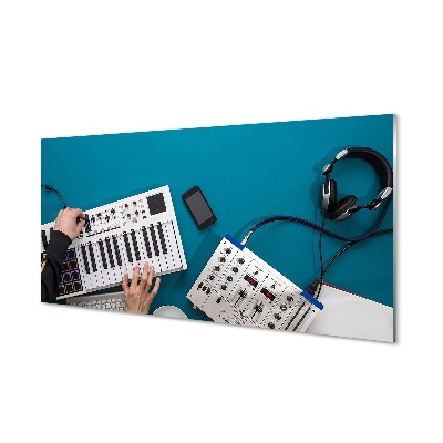 Tableau verre imprimé Console dj casque