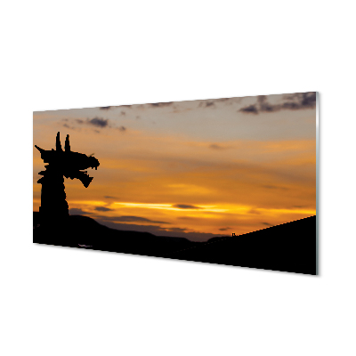 Tableau imprimé sur verre Dragon ciel coucher de soleil