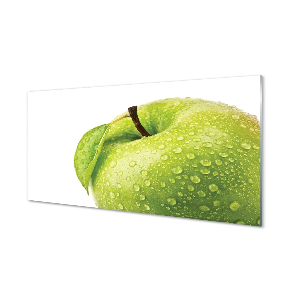 Tableau en verre Apple gouttes d'eau verte