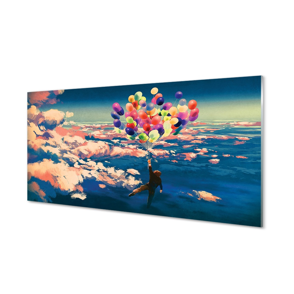 Tableau imprimé sur verre Nuages ​​ciel ballons