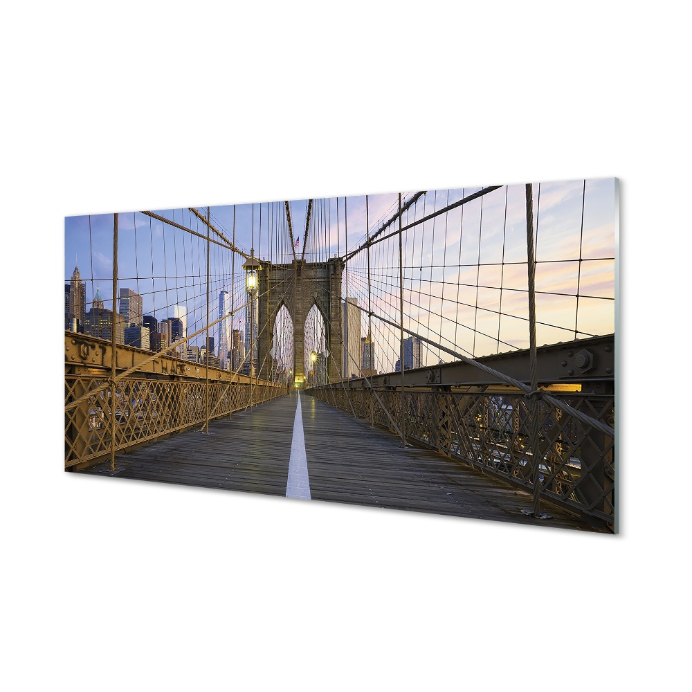 Tableau photo sur verre Gratte-ciel coucher de pont