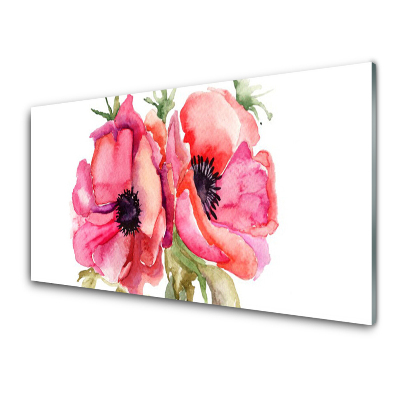 Tableau photo sur verre Fleurs Coquelicots Aquarelle