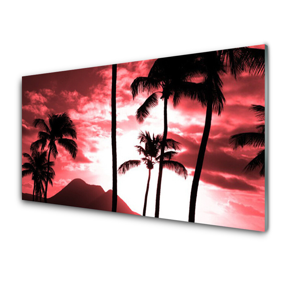 Tableau imprimé sur verre Montagnes Palmiers Arbres