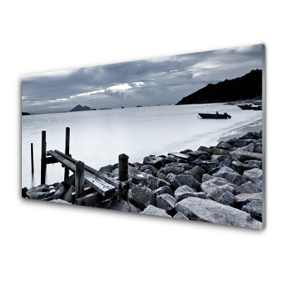 Tableau en verre Plage Pierres Eau