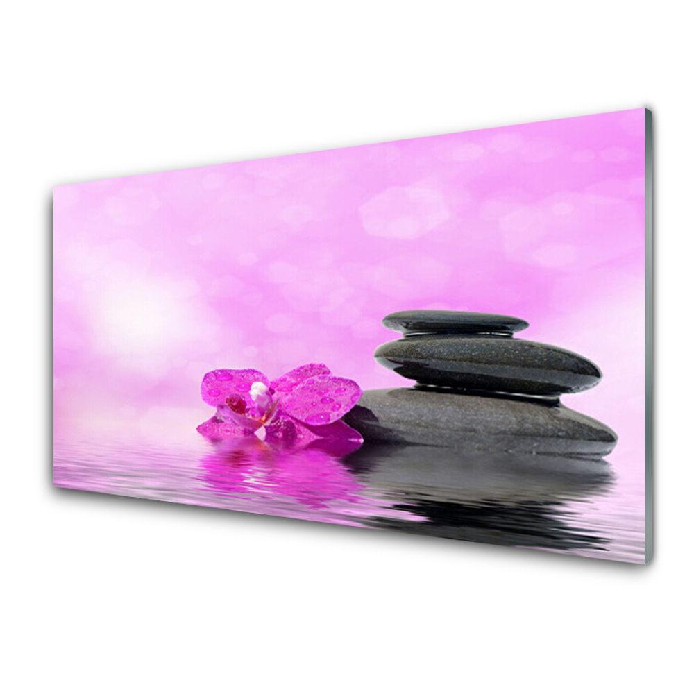 Tableau en verre Pierres d'orchidées sur fond rose