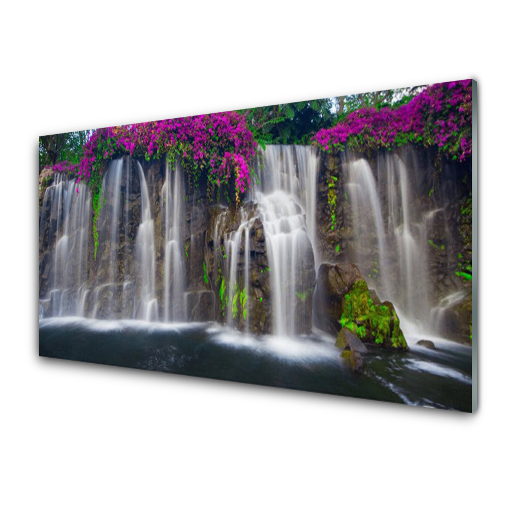 Tableau photo sur verre Cascade de fleurs roses