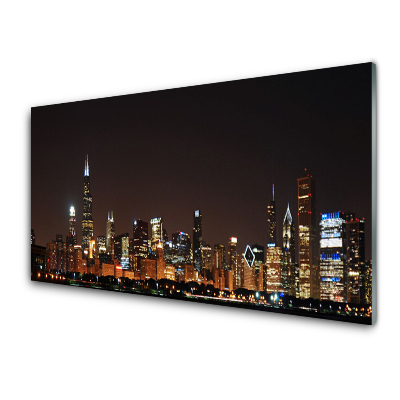 Tableau imprimé sur verre Panorama nocturne de la ville