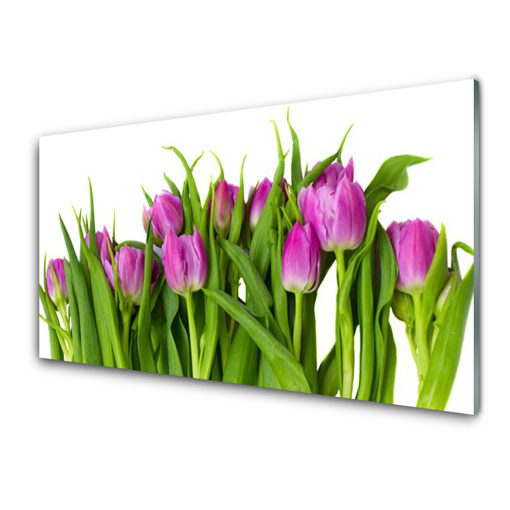 Tableau imprimé sur verre Bouquet de tulipes violettes