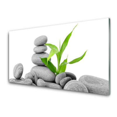 Tableau imprimé sur verre Tour de pierres et de feuilles