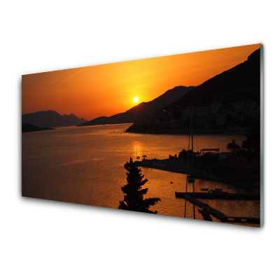 Tableau imprimé sur verre Paysage marin au coucher du soleil