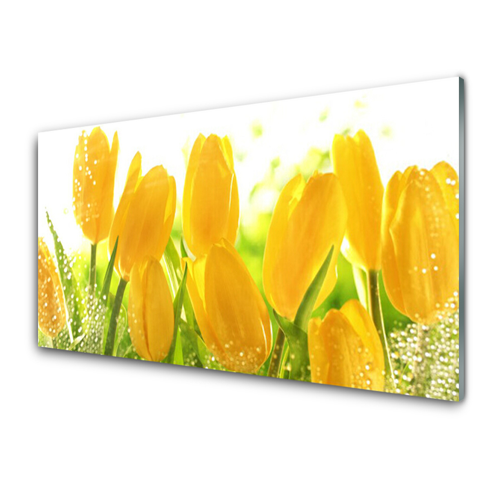 Tableau imprimé sur verre Bouquet de tulipes jaunes